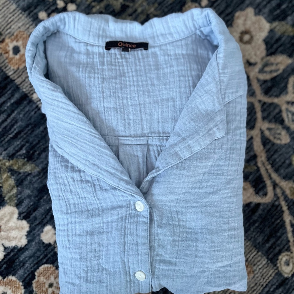 Quince Sky Blue Textured Shirt